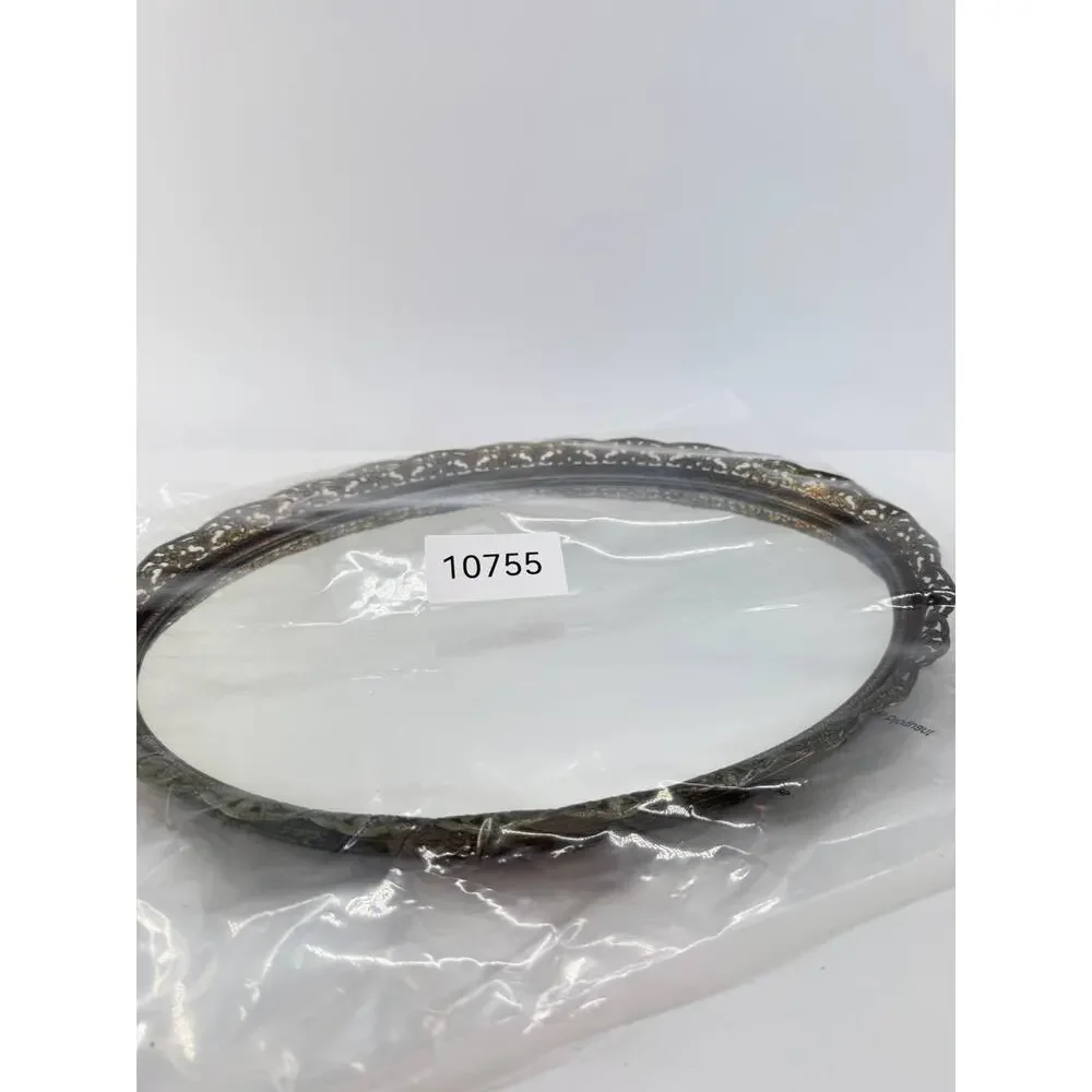 Vintage Round Wall Mirror Ornate Gold Tone Filigree Metal Floral Frame